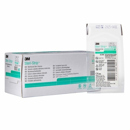 Steri-Strip Skin Closure Strip 1/4 X 1-1/2 Inch Nonwoven Material Reinforced Strip White, 300PK R1542